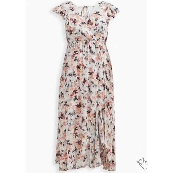 Torrid Gauze Walk-Through Maxi Dress Tie-Back Short Sleeve Floral Print Women 3X - Picture 10 of 10